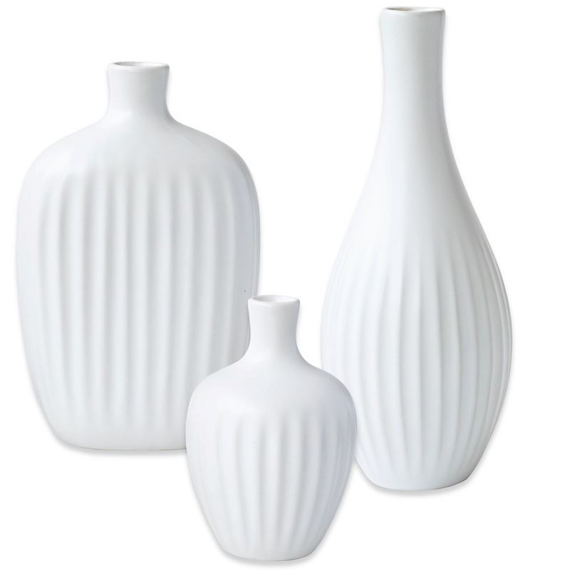 Kate Aspen White Textured Ceramic Minimalist Vase (Set of 3) | 23277NA, 1 of 10