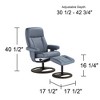 BenchMaster Bruce Bermuda Gray Faux Leather Recliner Chair Modern with Ottoman Footrest Ergonomic Manual Reclining for Bedroom - 4 of 4