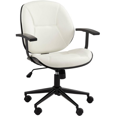 55 Downing Street Julian White Fabric and Steel Adjustable Swivel Office Chair