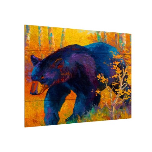 Trademark Fine Art -marion Rose 'in To Spring Black Bear' Wood Slat Art ...