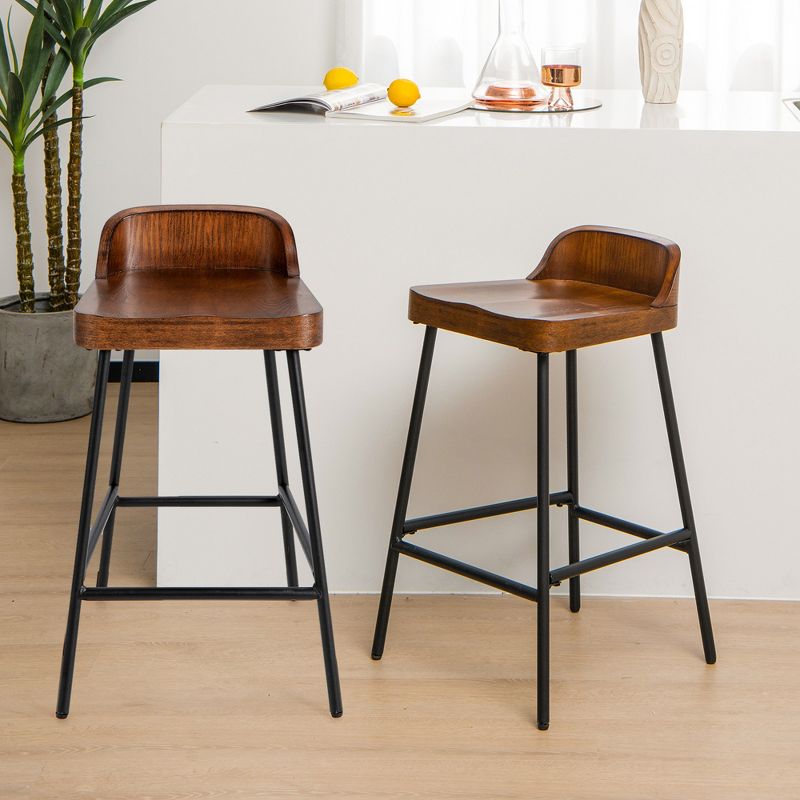 Costway 2PCS/4PCS 24.5'' Low-Back Bar Stool Industrial Counter Height Chair Stool, 4 of 9