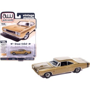 1968 Dodge Coronet R/T Medium Gold Metallic "Vintage Muscle" 1/64 Diecast Model Cars by Auto World - 1 of 4