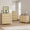 4-Drawer Dresser Log Color Rattan Surface Circular Handle Design Storage Organizer Bedroom Living Room - 2 of 4