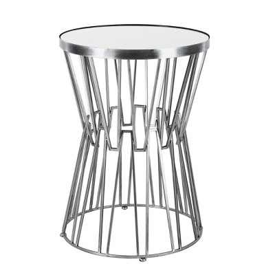 Modern Hourglass Accent Table with Mirrored Top Silver - Olivia & May