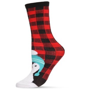 Memoi Women's Foot Pet Penguin Crew Socks Red One Size - 1 of 4
