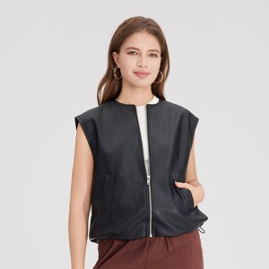 Women's Faux Leather Zip-Front Vest - A New Day™ - 1 of 4