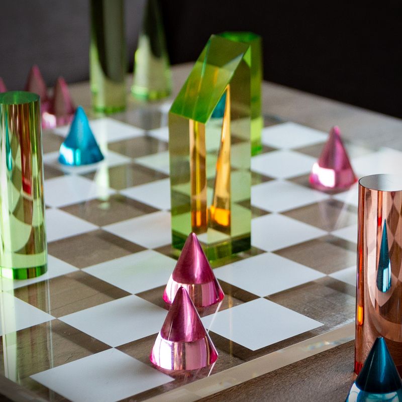 Trademark Games Modern Chess Set - Acrylic Chess Board with 32 Colorful Game Pieces - Unique Tabletop Decor Item with Functional Gameplay, 5 of 15