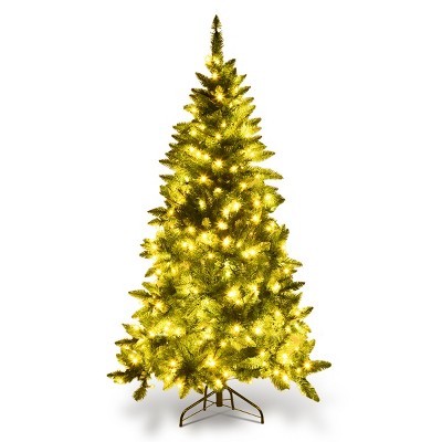 Tangkula 5ft Prelit Half Christmas Tree Artificial PVC Material Metal Stand w/ 250 LED Lights