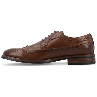 Brown Faux Leather Wingtip Lace-up Dress Shoe, Size 9.5