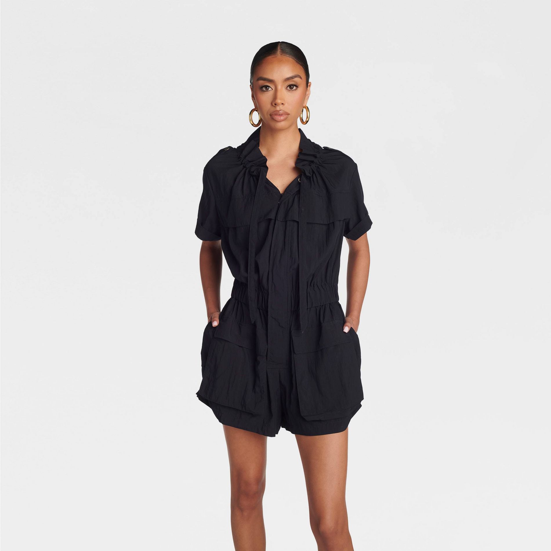 KBB by KAHLANA Short Sleeve 'The Utility Romper' - Navy Blue