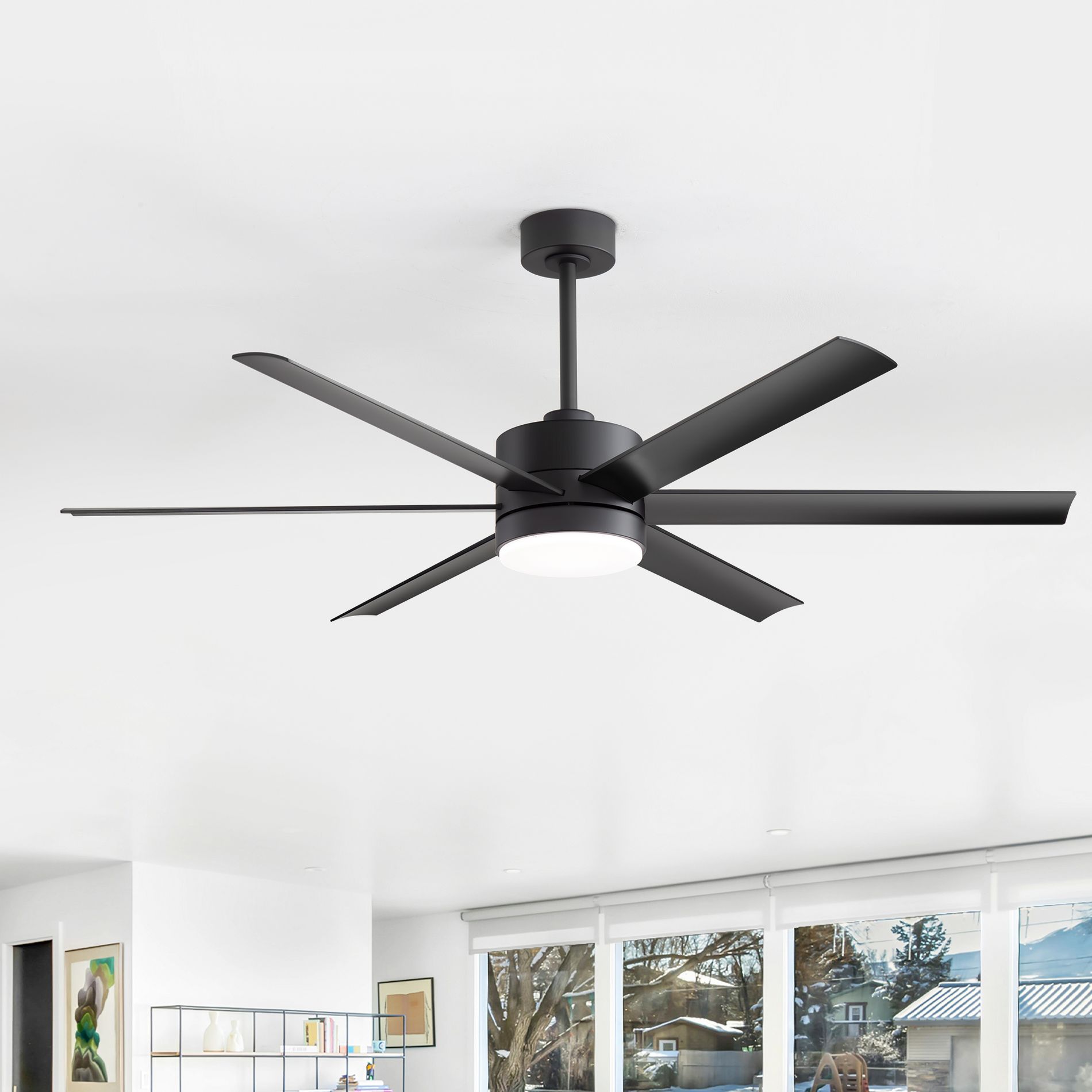 Airsurfer 60" Ceiling Fan with Light and Remote, Quiet Reversible DC Motor, 3-CCT LED, 6-Speed, Timer for Bedroom or Living Room
