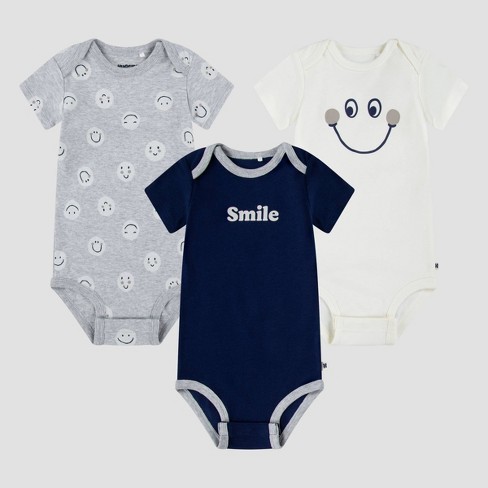 Huggies Baby 3pk Organic Bodysuit - Navy Blue/gray Newborn : Target