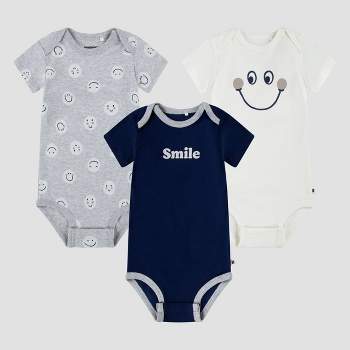 Huggies Baby 3pk Organic Bodysuit - Navy Blue/Gray