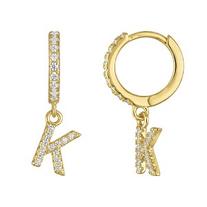 Junior Jewels 14K Gold Over Sterling Silver Cubic Zirconia Initials Drop Earrings - 1 of 2