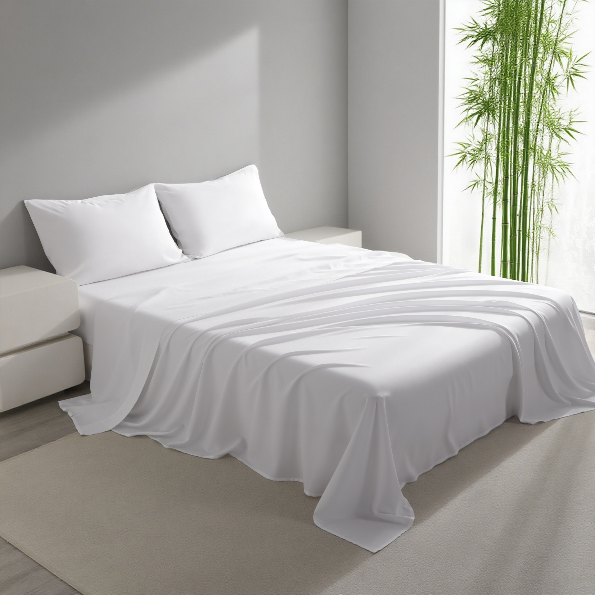White Cooling Bamboo Sheet Set (Queen)