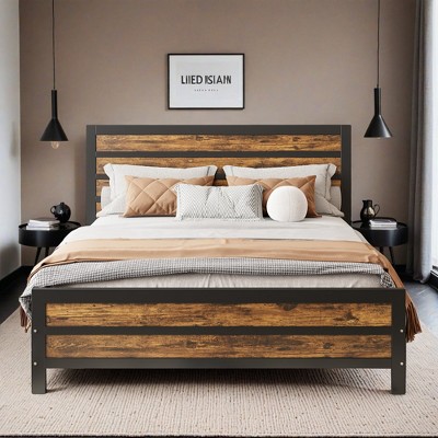 Metal Frame Queen Size Platform Bed with Underneath Storage - Leovsnove