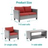 Sonkuki 4 Pieces Patio Conversation Set, Loveseat Sofa with Coffee Table, All-Weather PE Rattan Wicker Sofa - 3 of 4