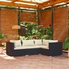 vidaXL 4-Piece Patio Lounge Set in Black Poly Rattan with Cream Cushions, Waterproof and Easy to Clean, for Outdoor Use, with Sturdy Steel Frame - 2 of 4