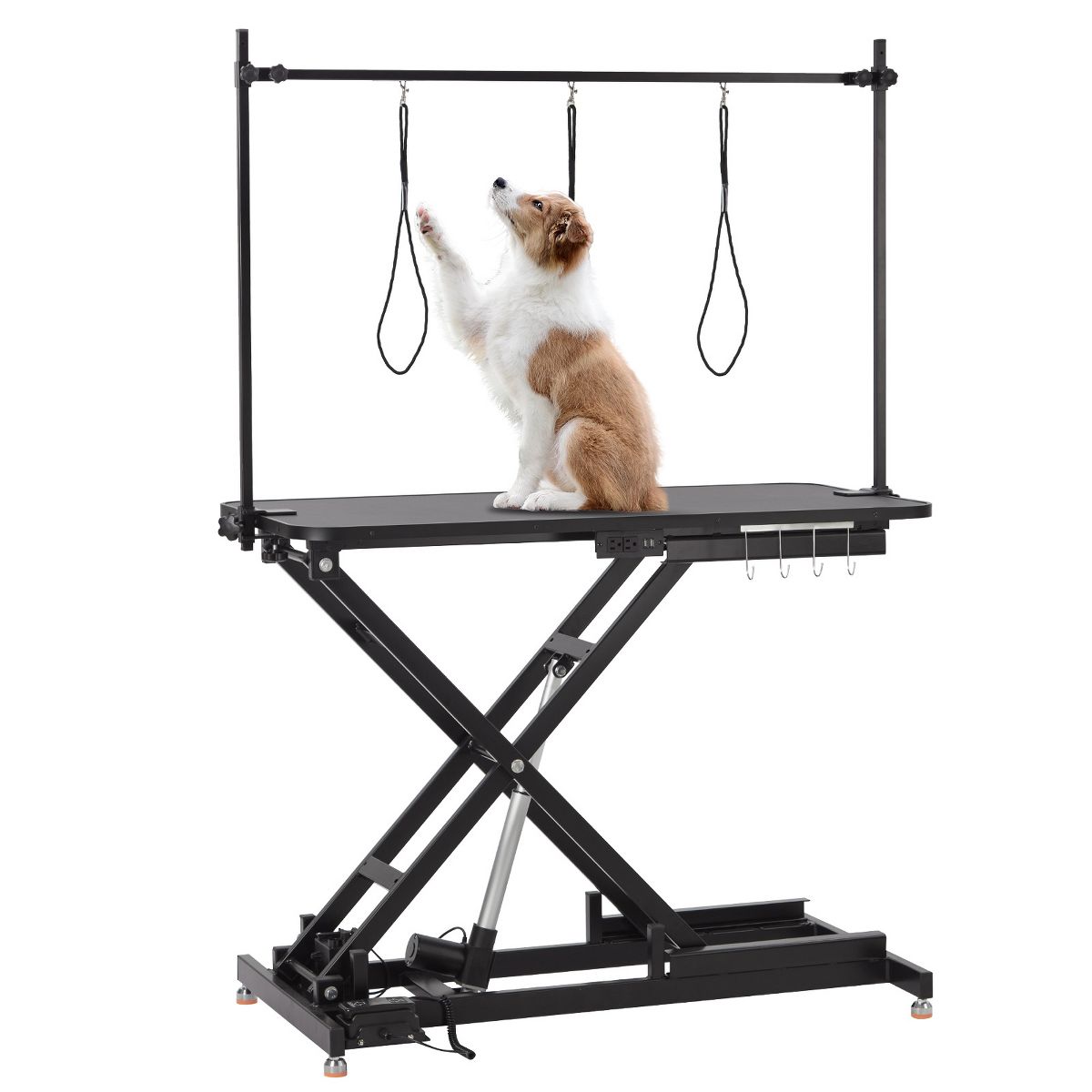 Garvee 47" Heavy Duty Dog Grooming Table, Adjustable Height Pet Grooming Table with Gantry Arm for Large Dogs, Non-Slip White Desktop for Salon Use