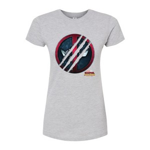 Women's - Marvel - Deadpool & Wolverine Scratch Logo Fitted Graphic T-Shirt - 1 of 3
