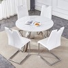 Infurnic Dining Sets Dining Table and Chair Set Mirror-polished Stainless Steel Base 4 Chairs Modern Luxury Round , Silver, 42"*42"*29.5" - 2 of 4