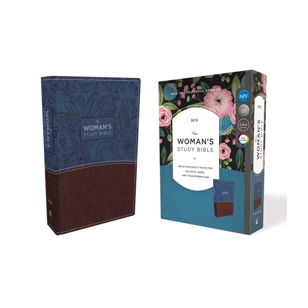 NIV, the Woman's Study Bible, Imitation Leather, Blue/Brown, Full-Color - by Thomas Nelson (Leather Bound)