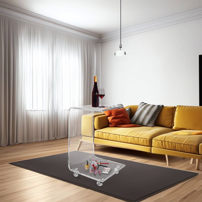 Designstyles Luxurious Acrylic C Shaped Table with Wheels, Beautiful Living Room Decor, Perfect For Sofas and Beds, 3 of 5