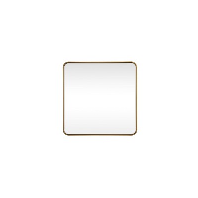 Brass Finish Square Metal Wall Mirror 30x30 Inch