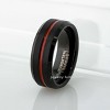 Jewelry Avalanche Black Brushed Sides Red IP Grooved Center Beveled Tungsten Carbide Wedding Band, Comfort-fit, 8mm - 2 of 4