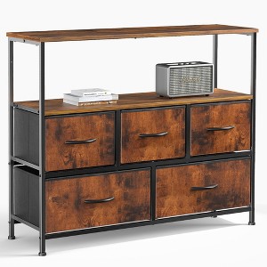 ChicFurnit TV Stands and Consoles Entertainment Center with Storage Cabinets and Open Shelf Media Console for Living Room, Brown, 39.3"*31.8"*11.8" - 1 of 4