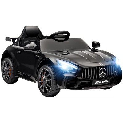Qaba Mercedes-Benz AMG GTR Licensed 12V Kids Ride on Car with Remote Control, Soft Start, LED Lights, Music Horn & 3 Speeds for 3-6 Years, Black