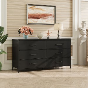 6-Drawer Wide Fabric Dresser and TV Stand, Large Storage Tower Unit with Fabric Bins for Bedroom, Closet, Hallway - 1 of 4