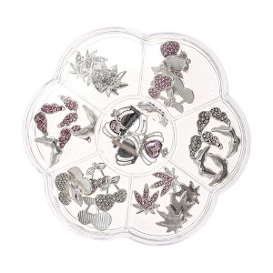 Unique Bargains Plum Blossom Box Rhinestone Nail Supplies Pink 1 Set - 1 of 4