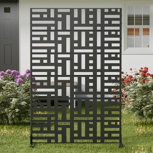 SpassWay 72"H 47"W Outdoor Metal Garden Trellis Privacy Screen Lattice Panel Indoor Room Divider - 1 of 4