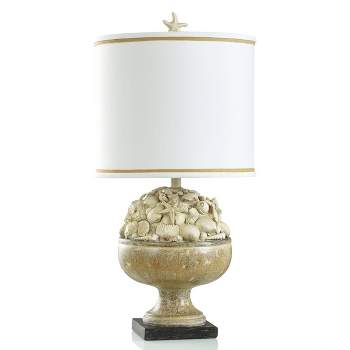 Coastal Sand Finish and Seashell Motif Table Lamp Beige - StyleCraft