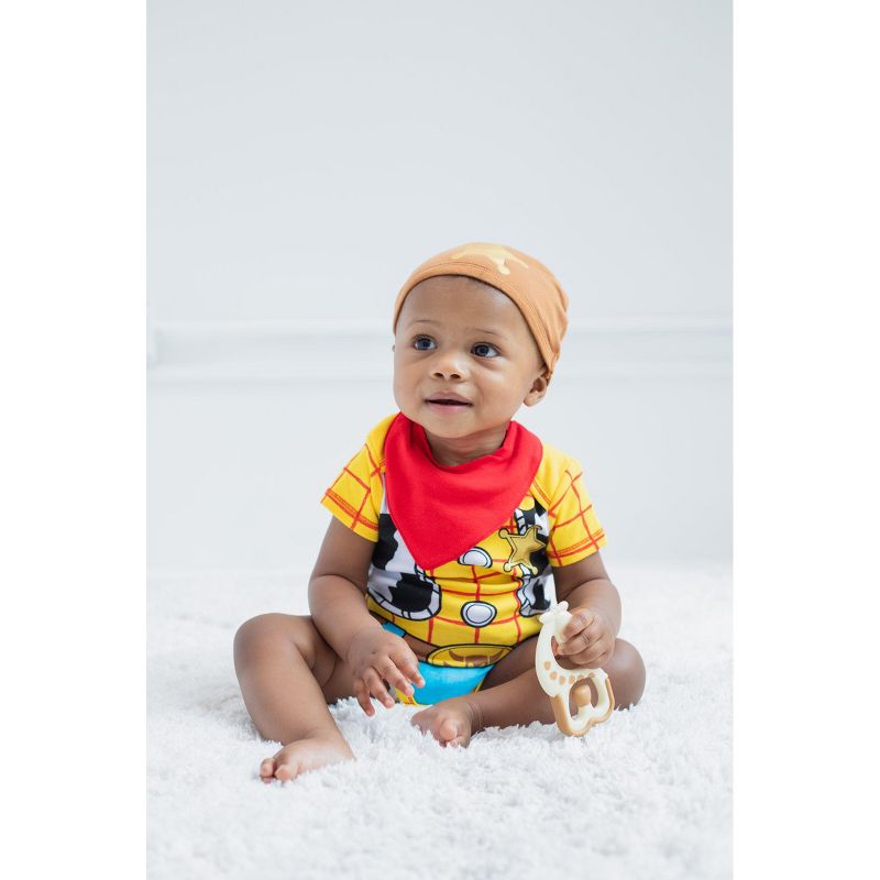Disney Pixar Monsters Inc Incredibles Toy Story Mickey Mouse Pooh Lilo & Stitch Baby Bodysuit and Hat Set Newborn to Infant, 4 of 8