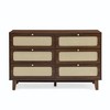 6 Drawer Dresser, Wooden Storage Cabinet With 6 Rattan Drawers, Adjustable Leg Height Sideboard Nightstand For Living Room - 4 of 4