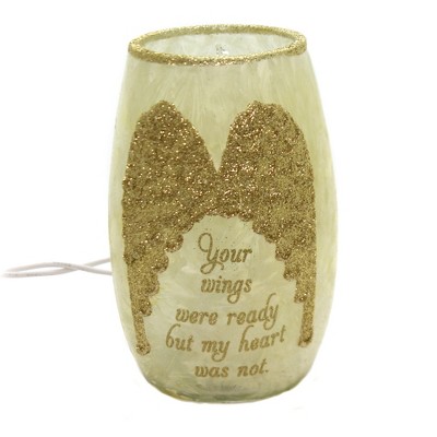 Stony Creek 5.0" Angel Wings Small Pre-Lit Vase Memorial Grief Loss  -  Novelty Sculpture Lights