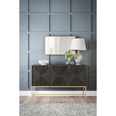 Elinmore 58" Brown and Gold Geometric Accent Cabinet