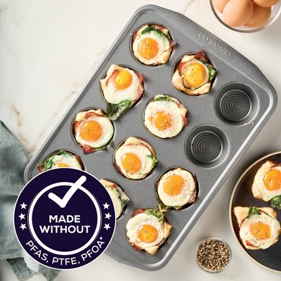 Gray Nonstick 12-Cup Steel Muffin Pan