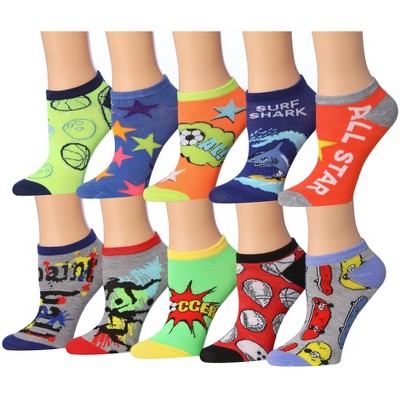 Tipi Toe Kids Boys 10 Pairs Classy Lightweight Playground Pop Colorfull Patterned Low cut/No show socks