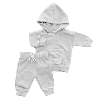 Organic Cotton Hoodie & Jogger Set | Gray | Charlie Lou Baby