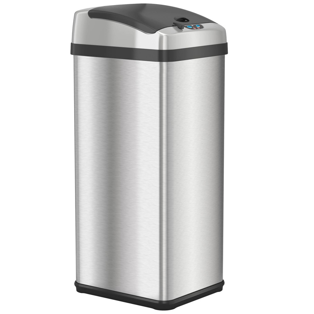 halo quality 13gal Platinum Rectangular Stainless Steel Motion Sensor Trash Can