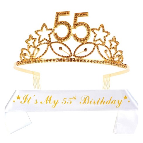 55 Birthday Black Glitter Cake Topper, 55th Party Decoration Ideas