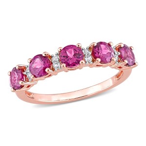 EVERLY JEWELRY | Rose Plated Sterling Silver 1 3/4 CT TGW Rhodolite White Topaz Fashion Ring - 1 of 4