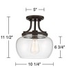 Regency Hill Rustic Farmhouse Industrial Ceiling Light Semi Flush Mount Fixture 10 1/4" Wide Bronze Curved Clear Glass Shade for Bedroom Kitchen House - 4 of 4
