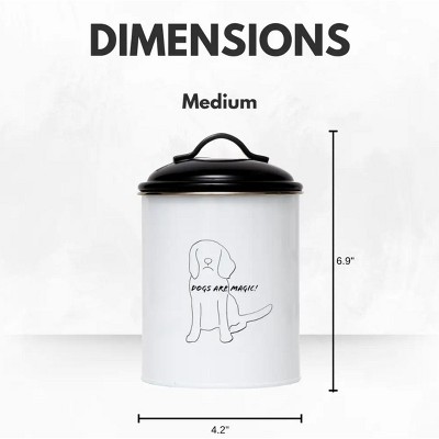 Black and White Airtight Metal Pet Treat Canisters Set of 3