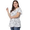 Agnes Orinda Women's Plus Size Chiffon Smocked Waist Peplum V Neck Short Sleeve Casual Floral Blouses - 4 of 4