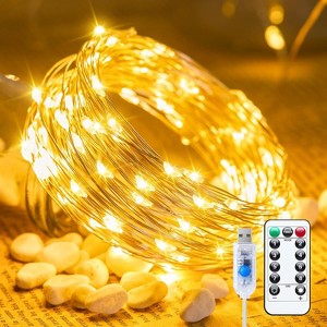 FAAYFIAN 33 ft 100-LED USB Twinkle Fairy Lights, Warm White String Lights with Timer & 8 Modes - 1 of 4