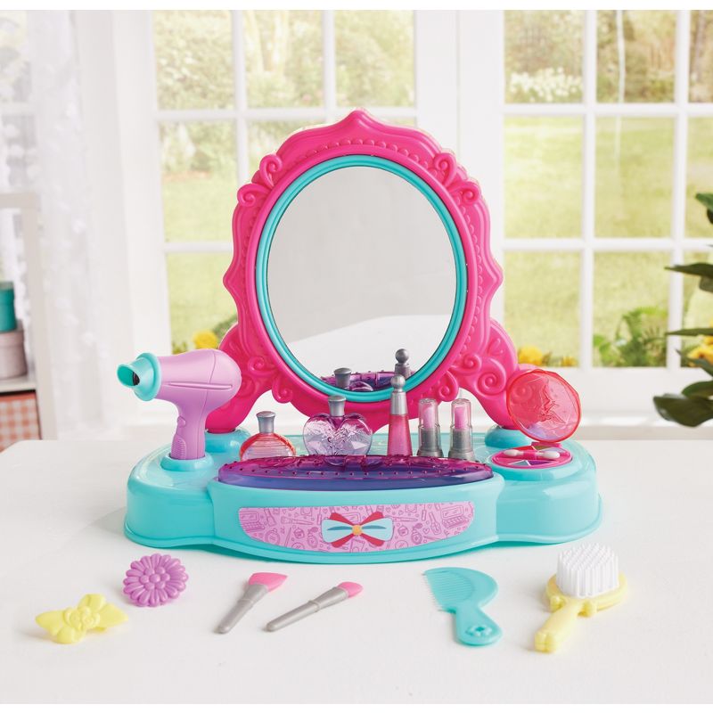 Kidoozie Just Imagine Glamour Girls Styling Center,Pretend Play Tabletop Vanity, Hair Dryer, Brushes, Ages 3+, 5 of 9